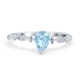 Teardrop Wedding Ring Simulated Cubic Zirconia 925 Sterling Silver