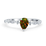 Teardrop Wedding Ring Simulated Cubic Zirconia 925 Sterling Silver