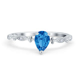 Teardrop Wedding Ring Simulated Cubic Zirconia 925 Sterling Silver