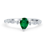 Teardrop Wedding Ring Simulated Cubic Zirconia 925 Sterling Silver