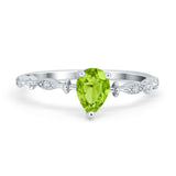 Teardrop Wedding Ring Simulated Cubic Zirconia 925 Sterling Silver
