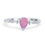 Teardrop Wedding Ring Simulated Cubic Zirconia 925 Sterling Silver