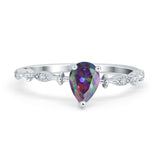 Teardrop Wedding Ring Simulated Cubic Zirconia 925 Sterling Silver