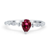 Teardrop Wedding Ring Simulated Cubic Zirconia 925 Sterling Silver