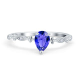 Teardrop Wedding Ring Simulated Cubic Zirconia 925 Sterling Silver