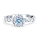 Vintage Style Engagement Ring Round Simulated Cubic Zirconia 925 Sterling Silver