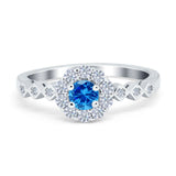 Vintage Style Engagement Ring Round Simulated Cubic Zirconia 925 Sterling Silver