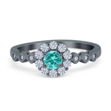 Vintage Style Engagement Ring Round Simulated Cubic Zirconia 925 Sterling Silver