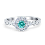 Vintage Style Engagement Ring Round Simulated Cubic Zirconia 925 Sterling Silver