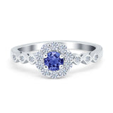 Vintage Style Engagement Ring Round Simulated Cubic Zirconia 925 Sterling Silver