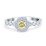 Vintage Style Engagement Ring Round Simulated Cubic Zirconia 925 Sterling Silver