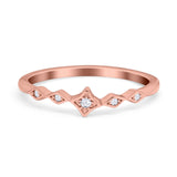 Petite Dainty Wedding Ring Round Eternity Simulated CZ 925 Sterling Silver