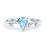 Teardrop Engagement Ring Pear Simulated Cubic Zirconia 925 Sterling Silver