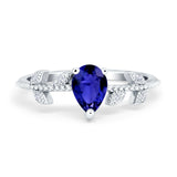 Teardrop Engagement Ring Pear Simulated Cubic Zirconia 925 Sterling Silver