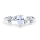 Teardrop Engagement Ring Pear Simulated Cubic Zirconia 925 Sterling Silver