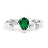 Teardrop Engagement Ring Pear Simulated Cubic Zirconia 925 Sterling Silver