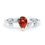 Teardrop Engagement Ring Pear Simulated Cubic Zirconia 925 Sterling Silver