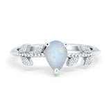 Teardrop Engagement Ring Pear Simulated Cubic Zirconia 925 Sterling Silver