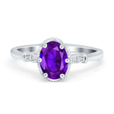 Vintage Style Wedding Ring Round Simulated Cubic Zirconia 925 Sterling Silver