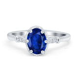 Vintage Style Wedding Ring Round Simulated Cubic Zirconia 925 Sterling Silver