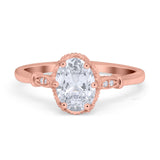 Vintage Style Wedding Ring Round Simulated Cubic Zirconia 925 Sterling Silver