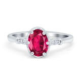 Vintage Style Wedding Ring Round Simulated Cubic Zirconia 925 Sterling Silver
