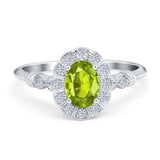Art Deco Engagement Ring Oval Simulated Cubic Zirconia 925 Sterling Silver