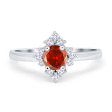 Art Deco Halo Engagement Ring Round Simulated Cubic Zirconia 925 Sterling Silver