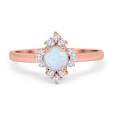Art Deco Halo Engagement Ring Round Simulated Cubic Zirconia 925 Sterling Silver