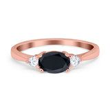 Three Stone Oval Engagement Ring Simulated Cubic Zirconia 925 Sterling Silver