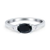 Three Stone Oval Engagement Ring Simulated Cubic Zirconia 925 Sterling Silver