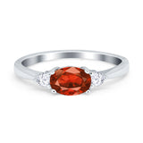 Three Stone Oval Engagement Ring Simulated Cubic Zirconia 925 Sterling Silver