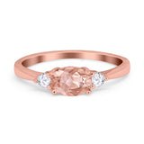 Three Stone Oval Engagement Ring Simulated Cubic Zirconia 925 Sterling Silver