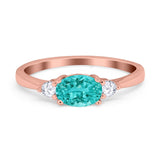 Three Stone Oval Engagement Ring Simulated Cubic Zirconia 925 Sterling Silver