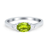 Three Stone Oval Engagement Ring Simulated Cubic Zirconia 925 Sterling Silver