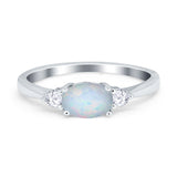Three Stone Oval Engagement Ring Simulated Cubic Zirconia 925 Sterling Silver
