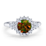 Halo Vintage Engagement Ring Round Simulated Cubic Zirconia 925 Sterling Silver