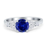 Art Deco Engagement Ring Round Simulated Cubic Zirconia 925 Sterling Silver