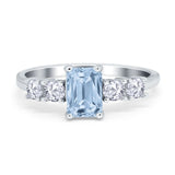 Emerald Cut Wedding Engagement Ring Simulated Cubic Zirconia 925 Sterling Silver
