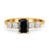 Emerald Cut Wedding Engagement Ring Simulated Cubic Zirconia 925 Sterling Silver