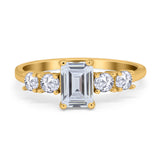 Emerald Cut Wedding Engagement Ring Simulated Cubic Zirconia 925 Sterling Silver