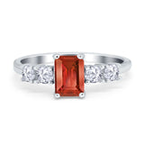 Emerald Cut Wedding Engagement Ring Simulated Cubic Zirconia 925 Sterling Silver