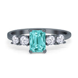 Emerald Cut Wedding Engagement Ring Simulated Cubic Zirconia 925 Sterling Silver