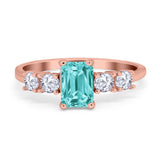 Emerald Cut Wedding Engagement Ring Simulated Cubic Zirconia 925 Sterling Silver