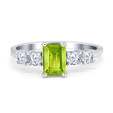 Emerald Cut Wedding Engagement Ring Simulated Cubic Zirconia 925 Sterling Silver