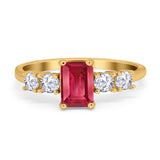 Emerald Cut Wedding Engagement Ring Simulated Cubic Zirconia 925 Sterling Silver