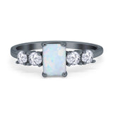 Emerald Cut Wedding Engagement Ring Simulated Cubic Zirconia 925 Sterling Silver