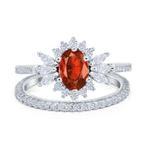 Two Piece Art Deco Marquise Simulated CZ Wedding Ring 925 Sterling Silver