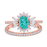Two Piece Art Deco Marquise Simulated CZ Wedding Ring 925 Sterling Silver