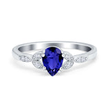 Art Deco Teardrop Bridal Ring Simulated Cubic Zirconia 925 Sterling Silver